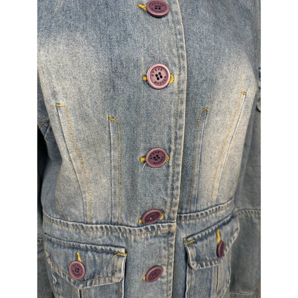 Vintage Y2K Steve Madden Utility Denim Jacket Women’s XL Military Button Front - Picture 11 of 15